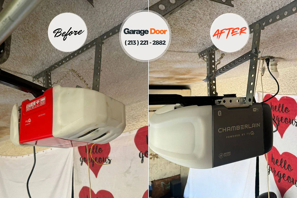 Before and after: garage door repair Corcoran, MN